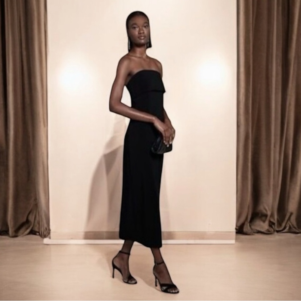 Banana Republic Size 12 Dress Lynnette Strapless Black Crepe Dress NEW